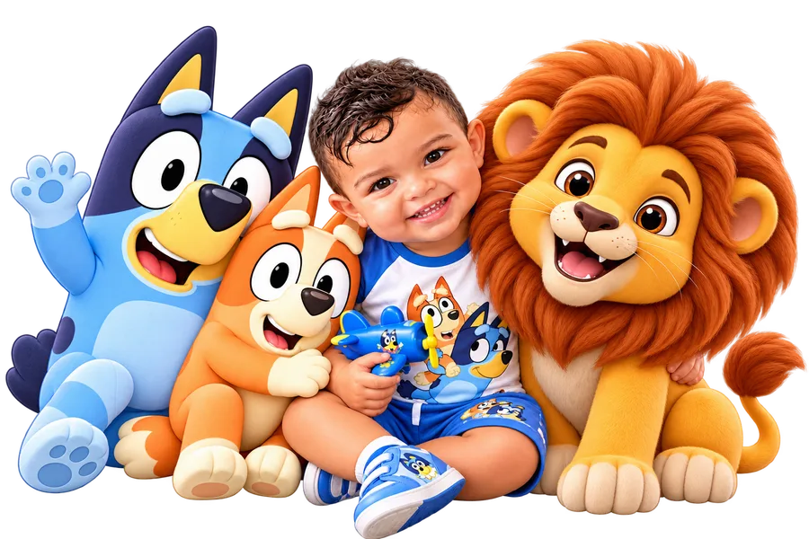 Samuel sorrindo e comemorando seus 2 anos